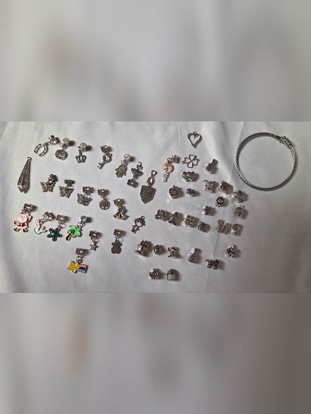 Silver Mixed Charm Lot with Bracelet